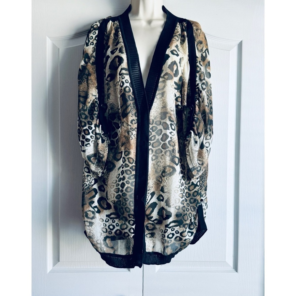 Misook Leopard Print Snap Button Down Jacket - image 2